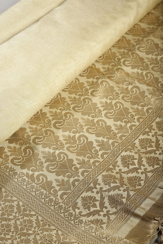 Beige Color Woven Silk Saree