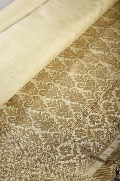 Beige Color Woven Silk Saree