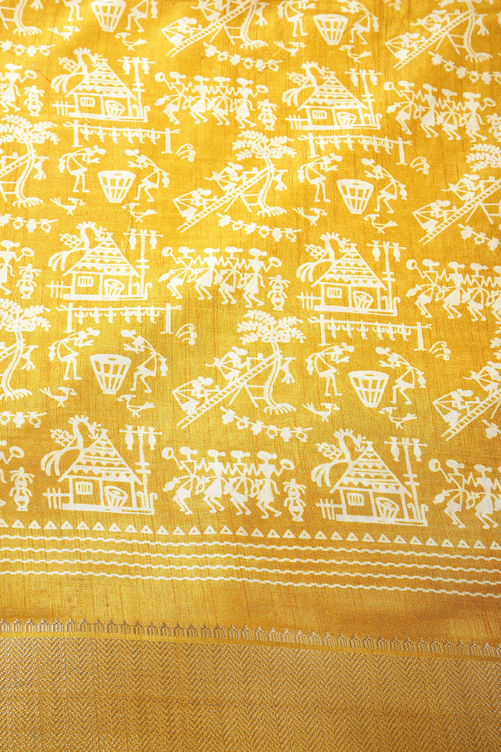 Light Mustard Color Cotton Silk Printed Saree