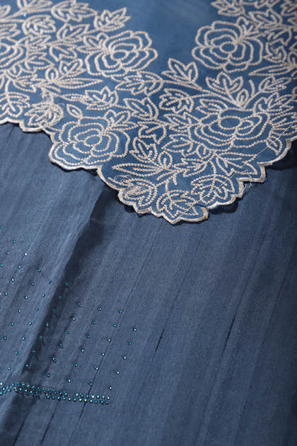 Blue Tissue Resham Embroidered Saree