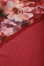 Maroon Colour Floral Printed Chiffon Saree