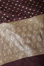 Dark Purple Banarasi Woven SIlk Saree