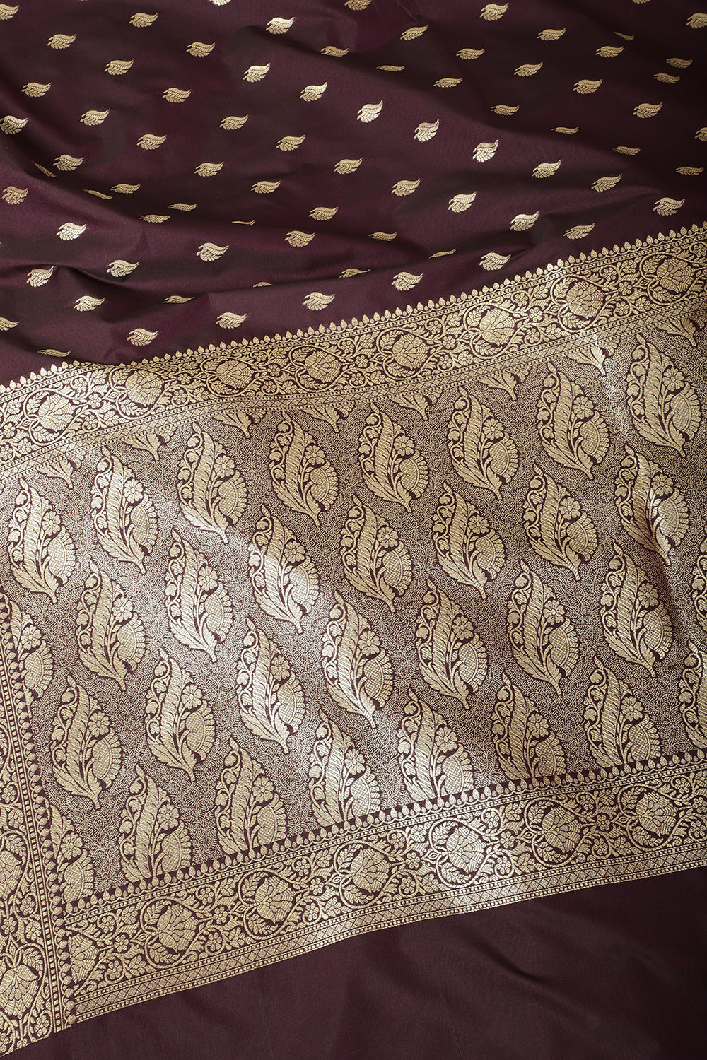 Dark Purple Banarasi Woven SIlk Saree