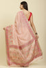 Pink Chanderi Cotton kashida Weaves Saree