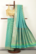 Parrot Green Soft Silk Zari and Resham Woven Saree