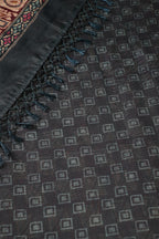 Wine Cotton Silk Printed Saree