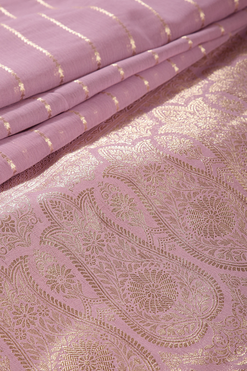 Lavender Color Georgette Saree with Zari Pinstripes