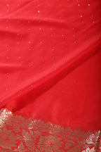 Red Chinon Crepe Swaroski Work Saree