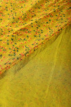Mehandi Color Chiffon Floral Zari Border Printed Saree
