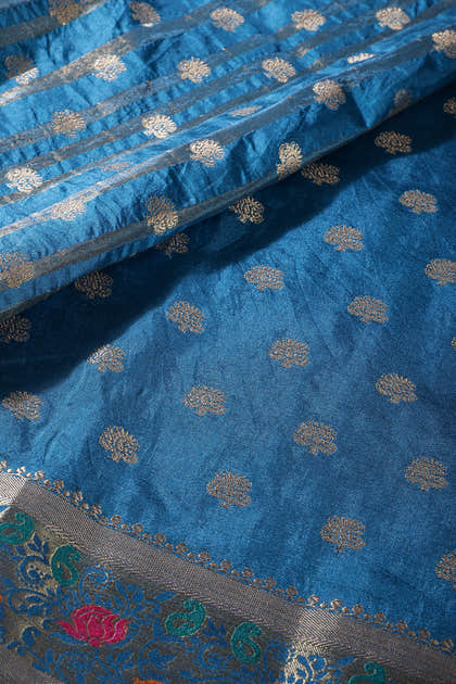Royal Blue Resham & Zari Woven Silk Saree