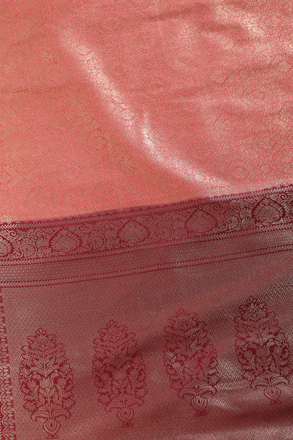 Gajari & Wine Dual Toned Soft Silk Zari Woven Saree