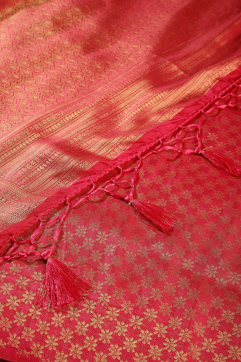 Fuchsia Pink Color Soft Silk Leheria Zari Woven Saree