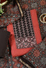Rust & Black Color Twill Cotton Printed Unstitched Suit Material