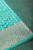 Teal Denim Zari Banarasi Woven Silk Saree