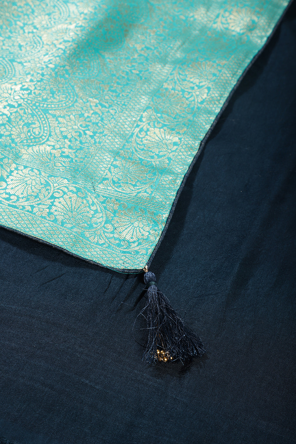 Turquoise Banarasi Silk Zari Floral Zaal Woven Saree