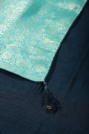 Turquoise Banarasi Silk Zari Floral Zaal Woven Saree