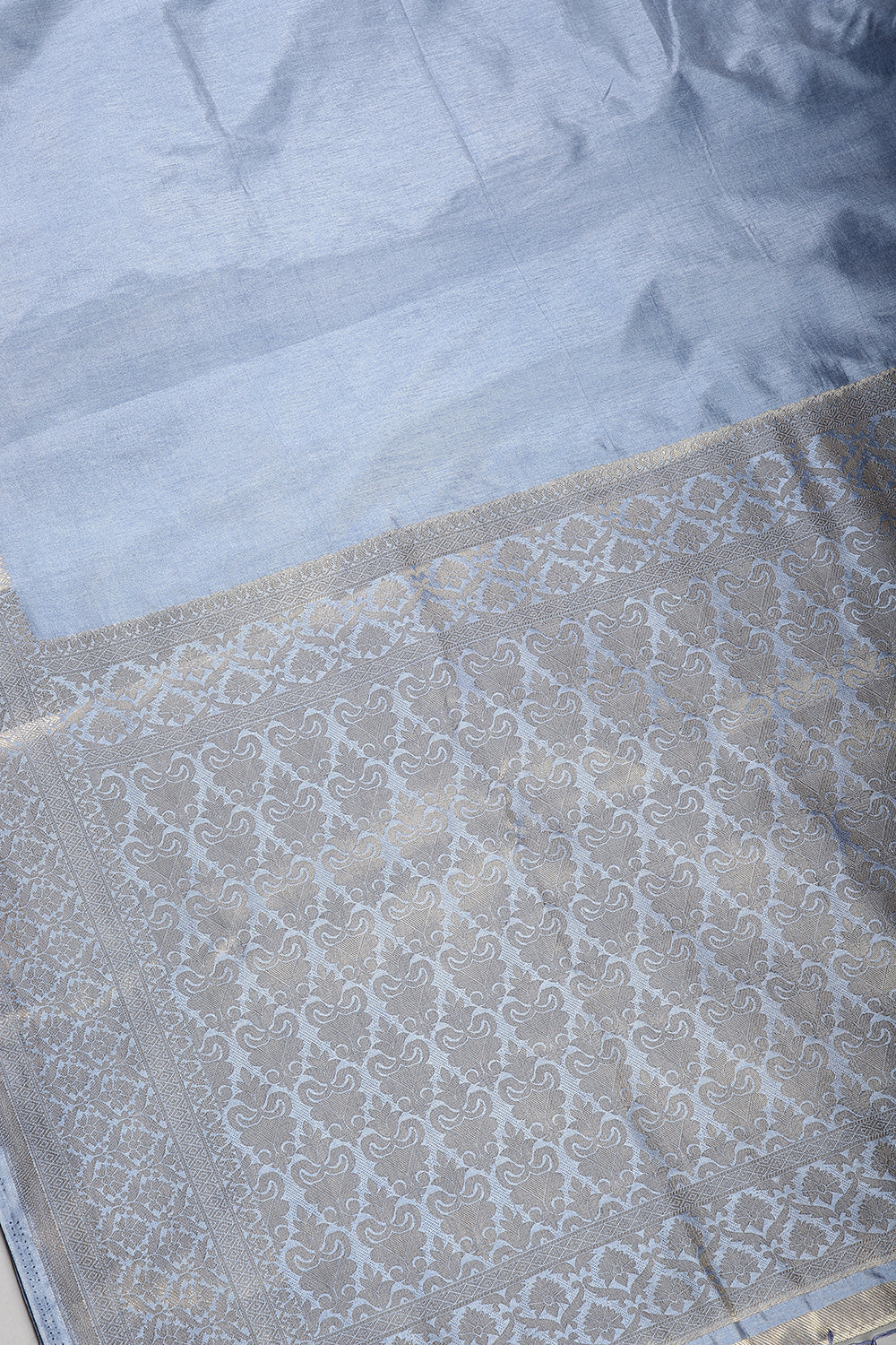 Bluish Grey Color Silk Woven Saree