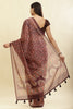 Wine Floral Printed Cotton Silk Saree