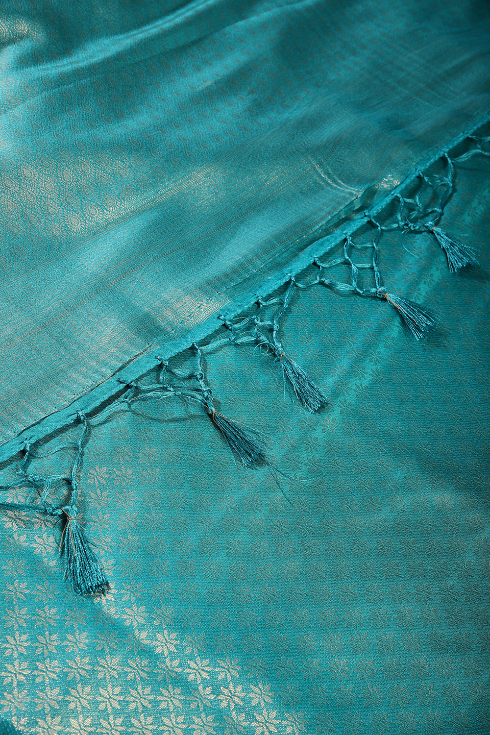 Teal Color Soft Silk Leheria Zari Woven Saree