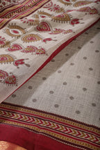 Grey Cotton Silk Printed Saree