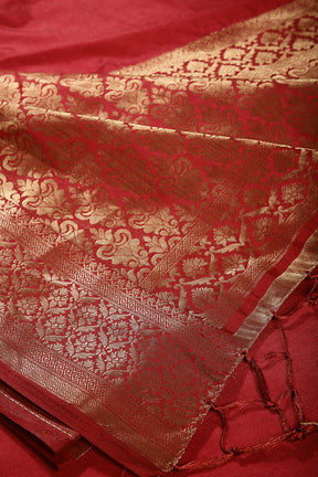 Maroon Colour Silk Woven Saree