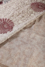 Beige Tussar Silk Printed Saree