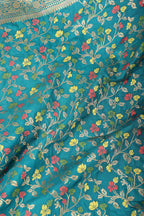 Teal Silk Zari & Resham Woven Saree