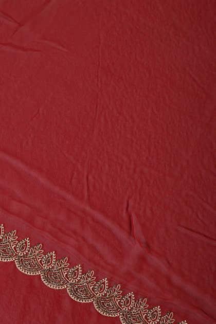 Maroon Embroidered And Swaroski Work Georgette Saree