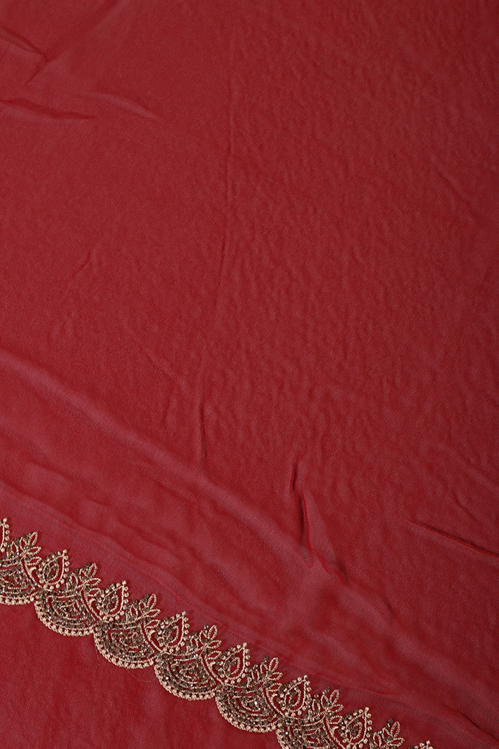 Maroon Embroidered And Swaroski Work Georgette Saree