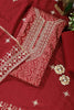 Maroon Cotton Bandhani Printed & Neck Embroidered Unstitched Suit