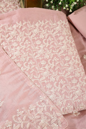 Light Mauve Colour Resham Embroidered Chanderi Unstitched Suit