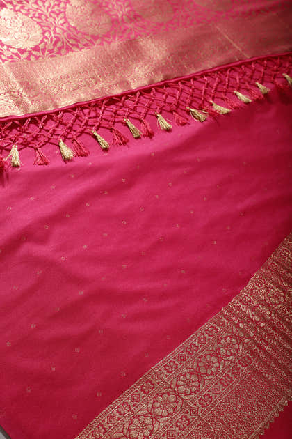 Rani Colour Silk Zari Woven Saree