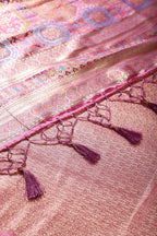 Mauve Baluchari Silk Meenakari Woven Saree