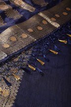 Navy Silk Floral Zaal Woven Banarasi Saree