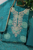 Teal Cotton Bandhani Printed & Neck Embroidered Unstitched Suit
