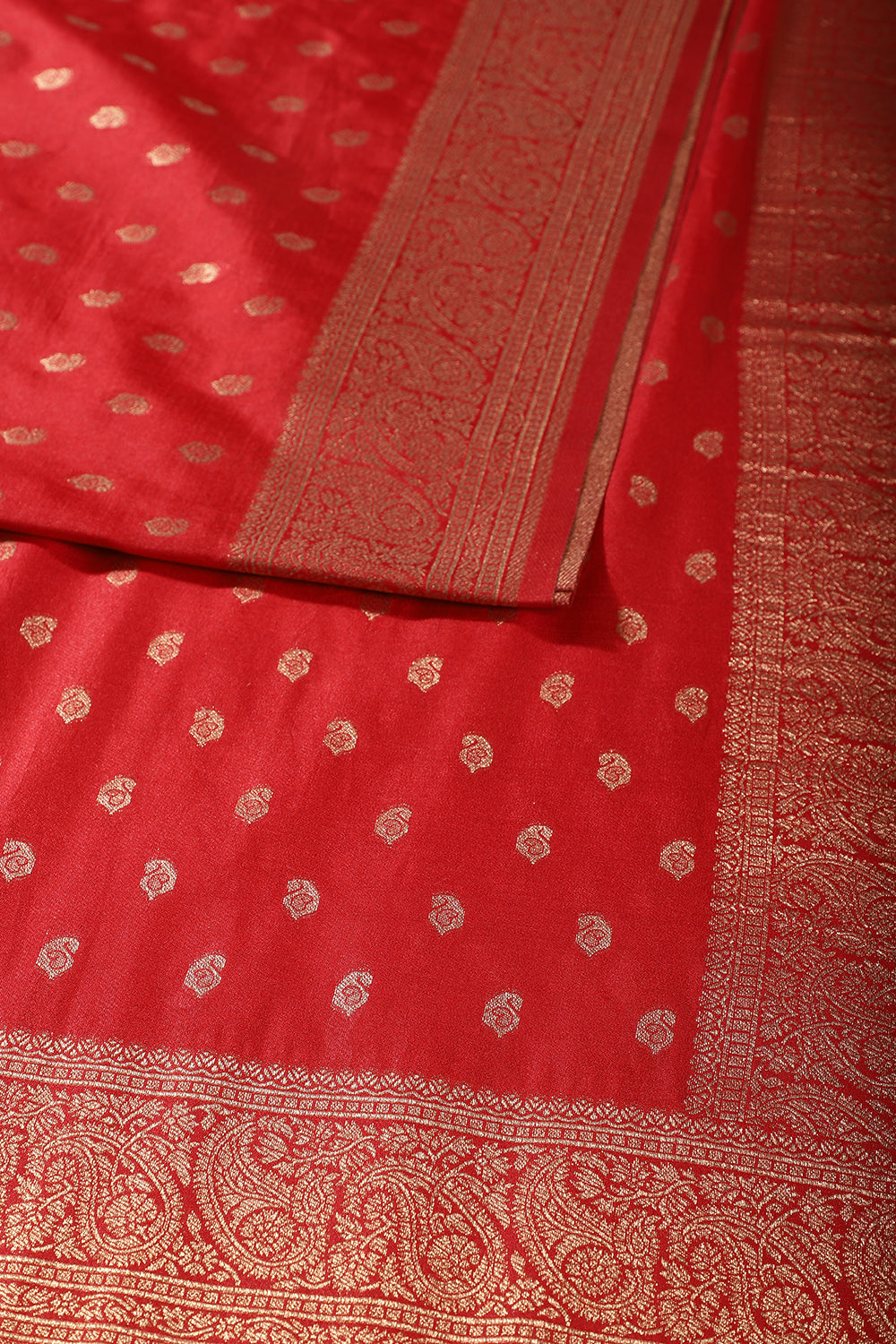 Red Silk Zari Buta Woven Saree