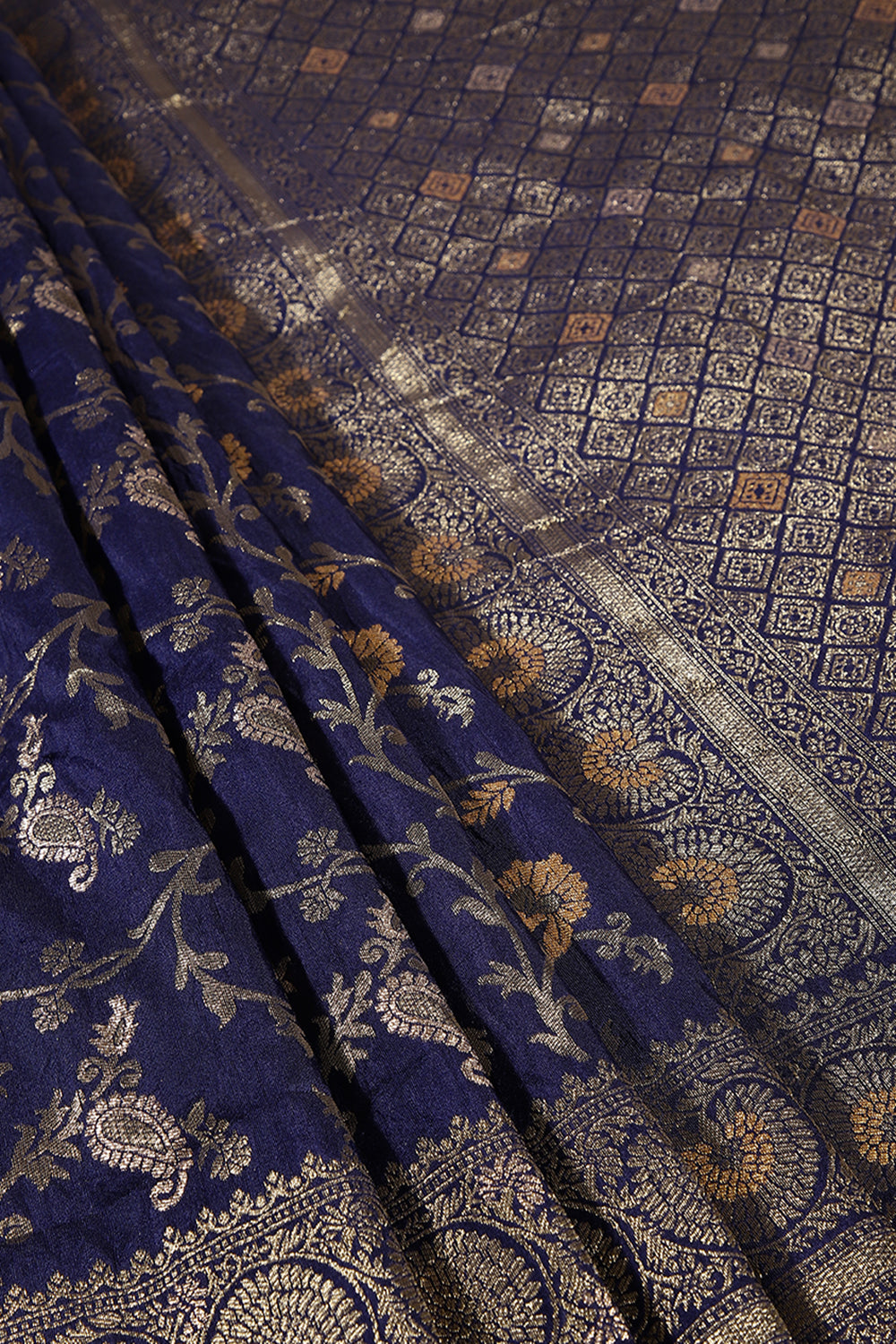 Navy Color Zari Woven South Silk Saree