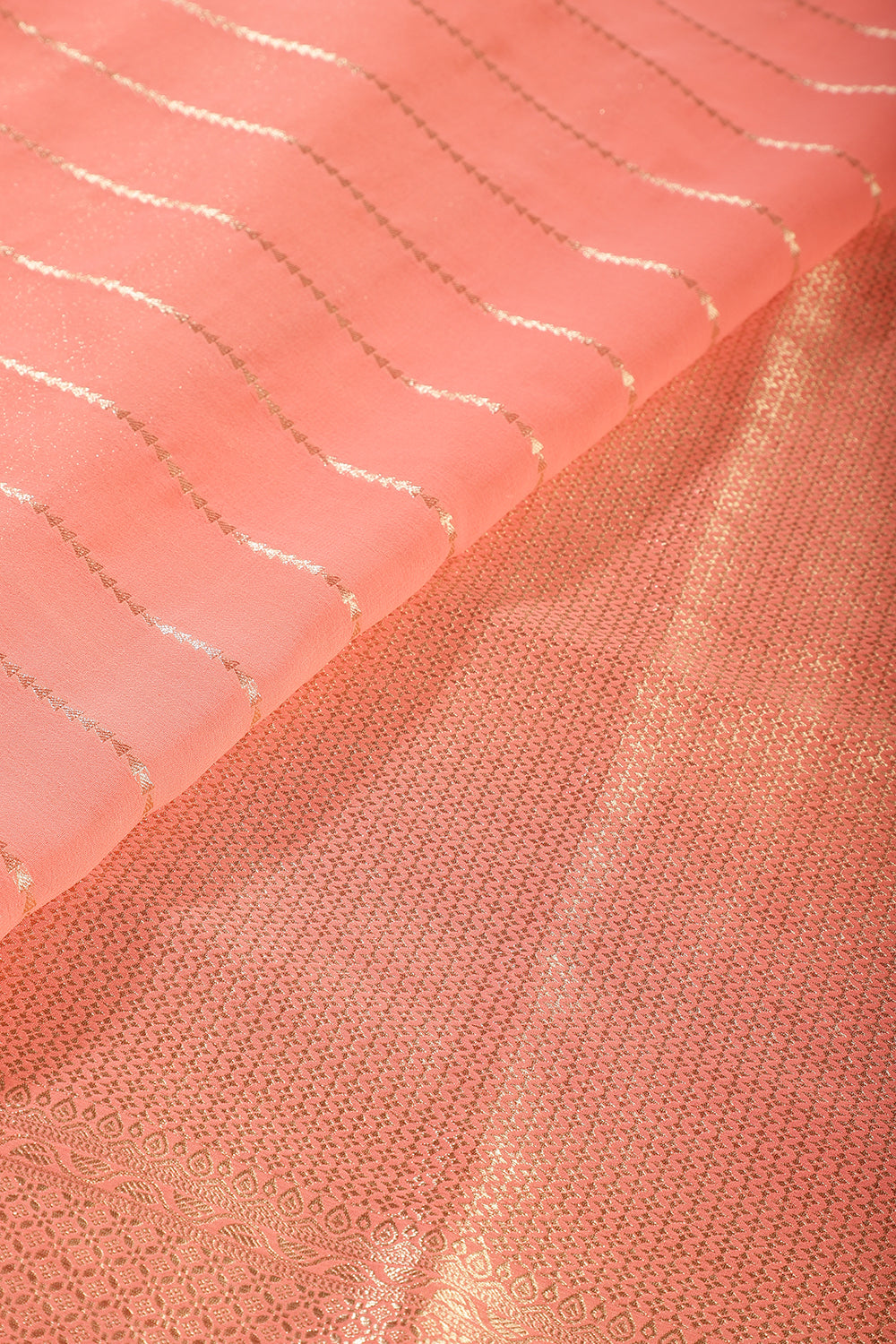 Peach Color Georgette Saree with Zari Pinstripes