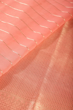 Peach Color Georgette Saree with Zari Pinstripes