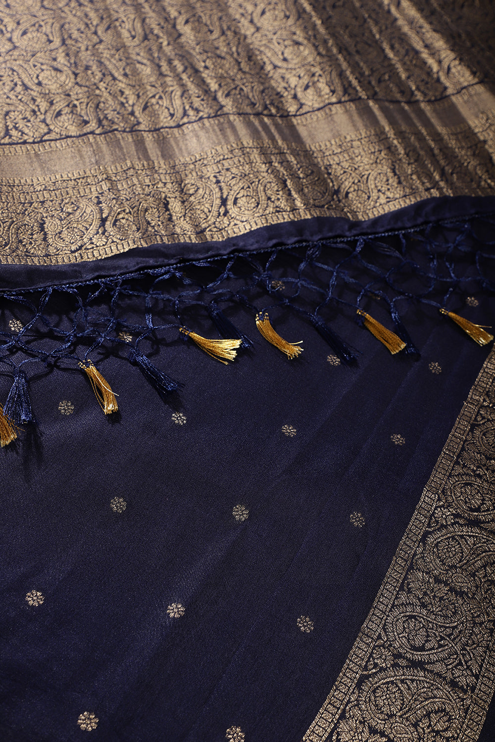 Navy Silk Zari Buta Woven Saree