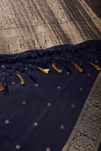 Navy Silk Zari Buta Woven Saree