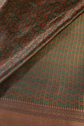 Black Paper Silk Floral and Paisley Resham & Zari Woven Saree