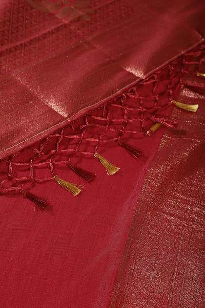 Maroon Floral Zaal Woven Silk Banarasi Saree