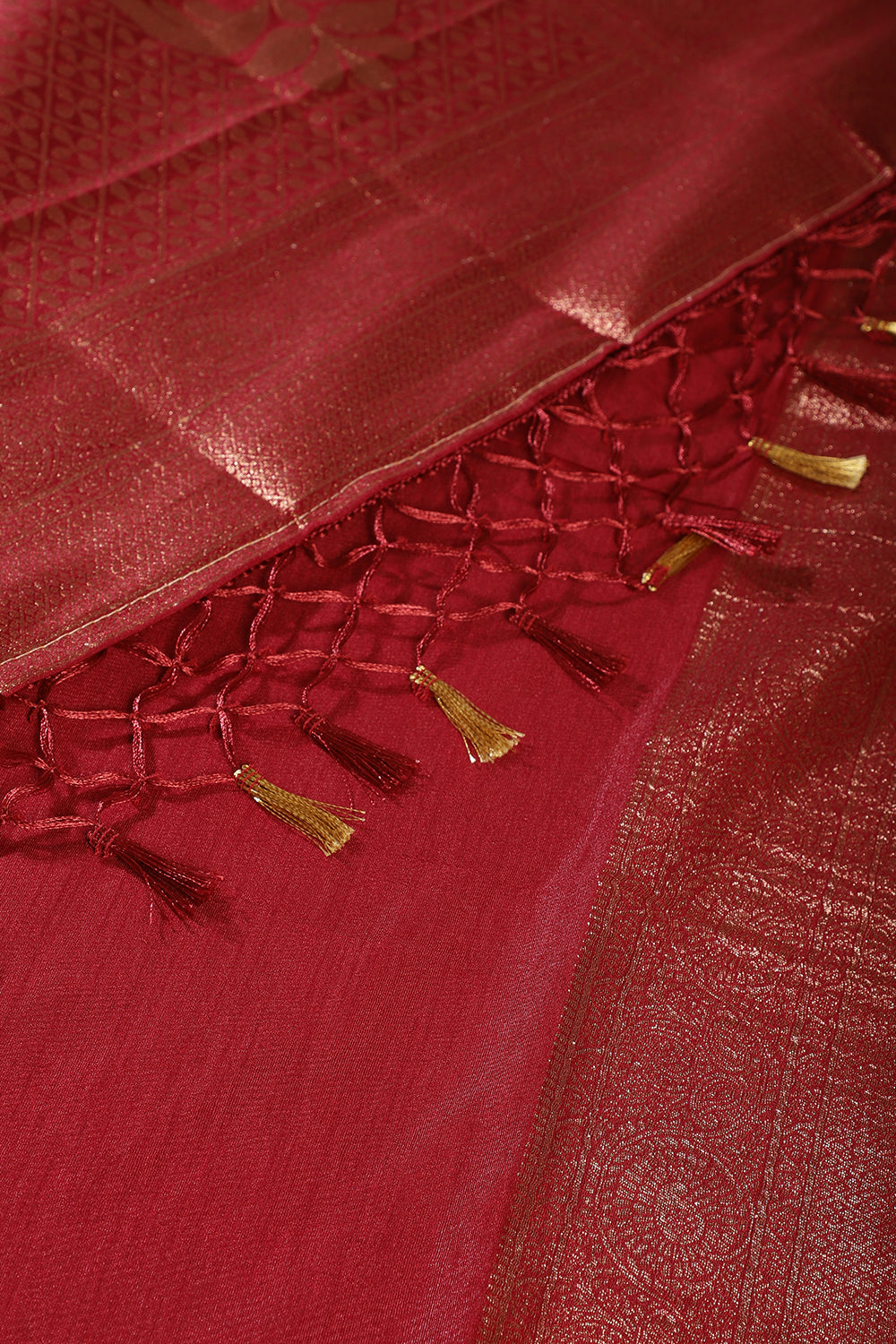 Maroon Floral Zaal Woven Silk Banarasi Saree