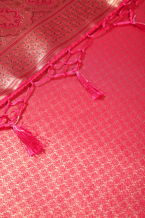 Cherry Colour Silk Zari Woven Saree