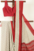 Beige & Red Crepe Printed Saree