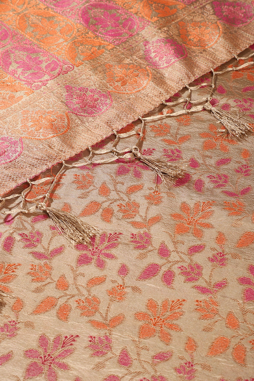 Dark Beige Colour Tussar Woven Silk Saree