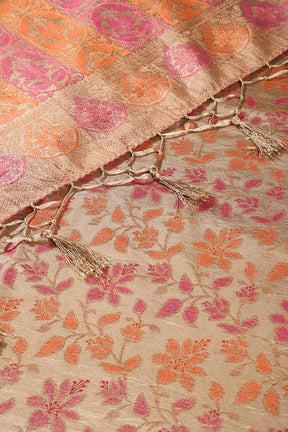 Dark Beige Colour Tussar Woven Silk Saree
