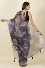 Black Printed Organza Saree