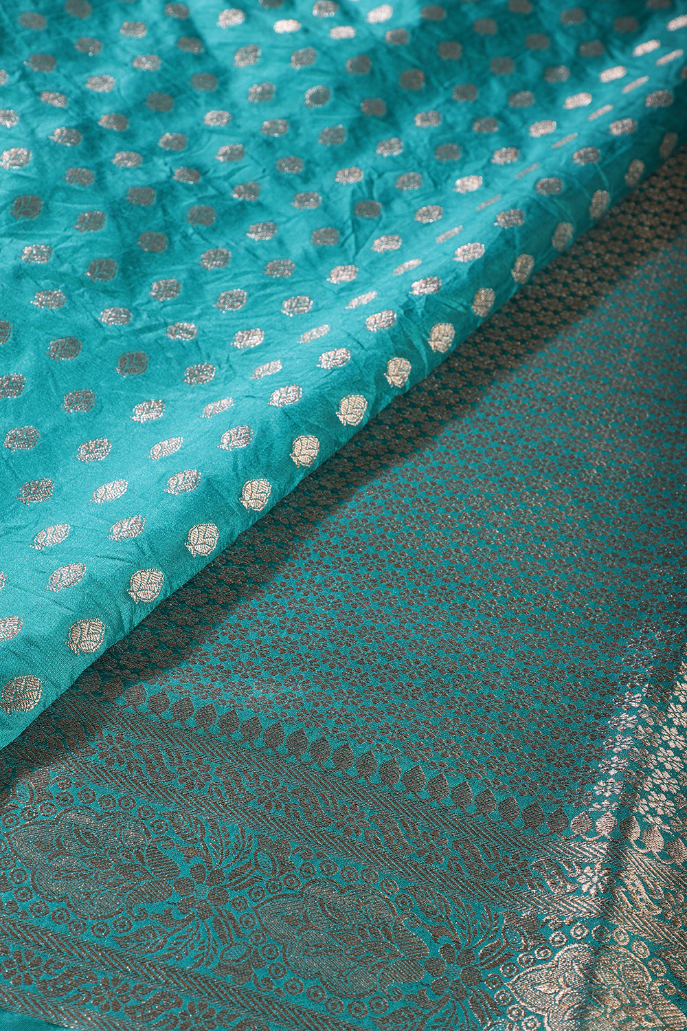 Teal Cotton Silk Zari Woven Saree